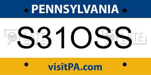 S31OSS Pennsylvania License Plate