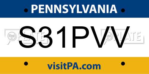 S31PVV Pennsylvania License Plate