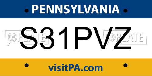 S31PVZ Pennsylvania License Plate