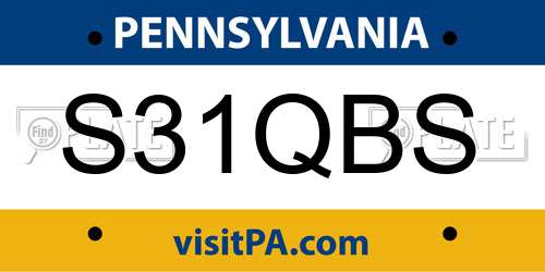 S31QBS Pennsylvania License Plate