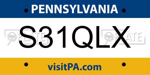 S31QLX Pennsylvania License Plate