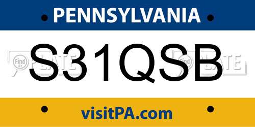 S31QSB Pennsylvania License Plate