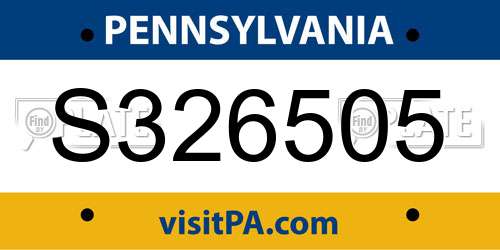 S326505 Pennsylvania License Plate