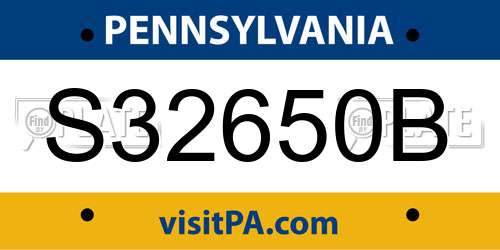 S32650B Pennsylvania License Plate