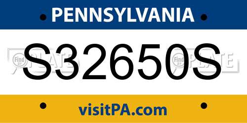 S32650S Pennsylvania License Plate
