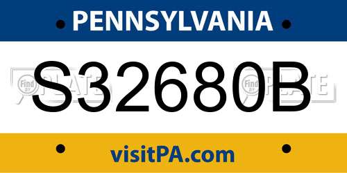 S32680B Pennsylvania License Plate