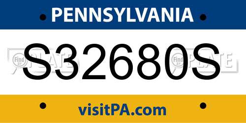 S32680S Pennsylvania License Plate