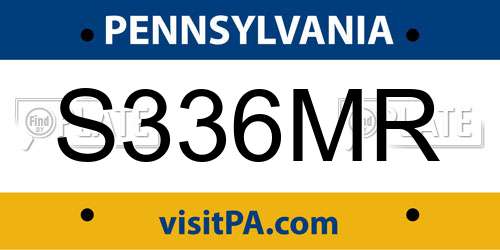 S336MR Pennsylvania License Plate