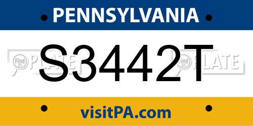 S3442T Pennsylvania License Plate