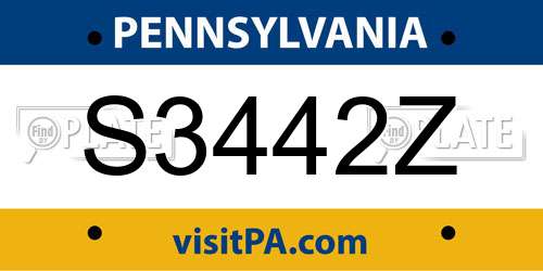 S3442Z Pennsylvania License Plate