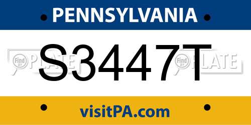 S3447T Pennsylvania License Plate