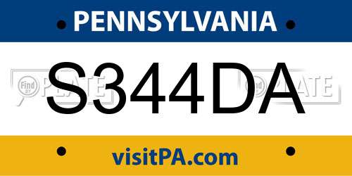 S344DA Pennsylvania License Plate
