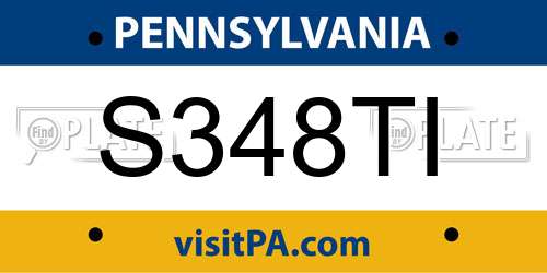 S348TI Pennsylvania License Plate