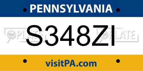 S348ZI Pennsylvania License Plate