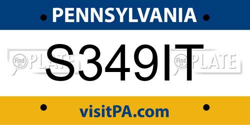 S349IT Pennsylvania License Plate