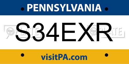 S34EXR Pennsylvania License Plate