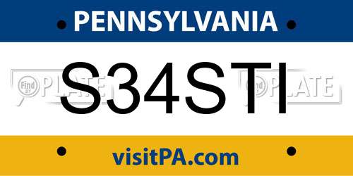 S34STI Pennsylvania License Plate