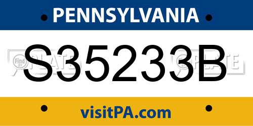 S35233B Pennsylvania License Plate