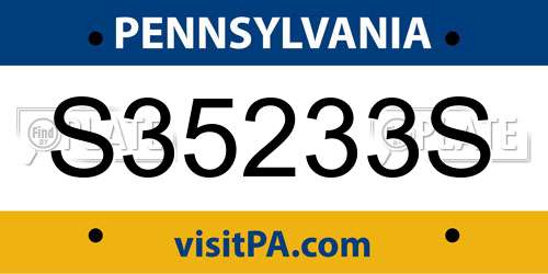 S35233S Pennsylvania License Plate