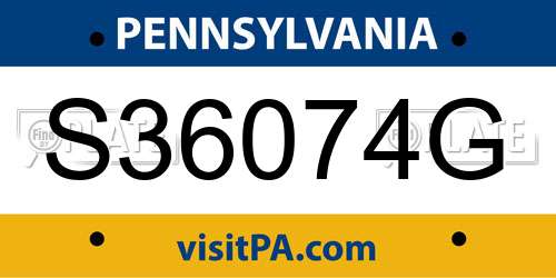 S36074G Pennsylvania License Plate