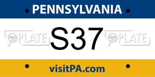 S37 Pennsylvania License Plate