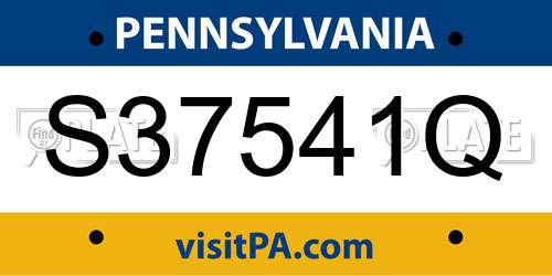 S37541Q Pennsylvania License Plate