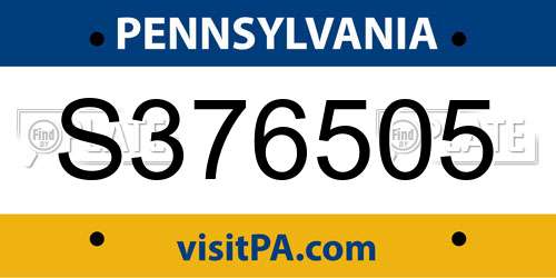 S376505 Pennsylvania License Plate