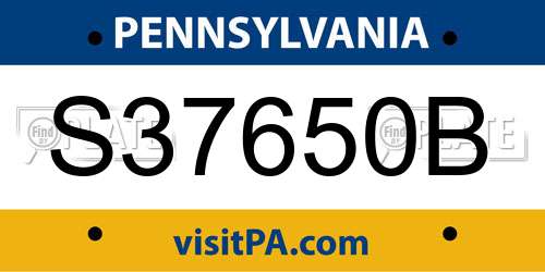 S37650B Pennsylvania License Plate