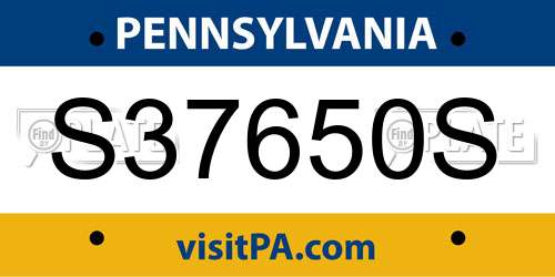 S37650S Pennsylvania License Plate