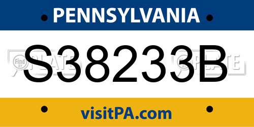S38233B Pennsylvania License Plate