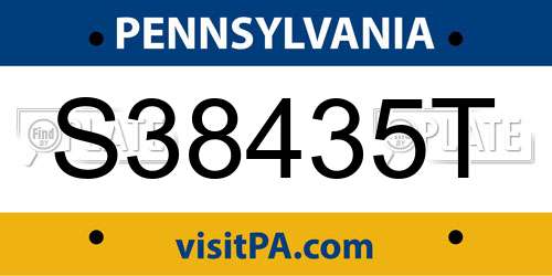 S38435T Pennsylvania License Plate