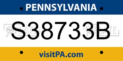S38733B Pennsylvania License Plate