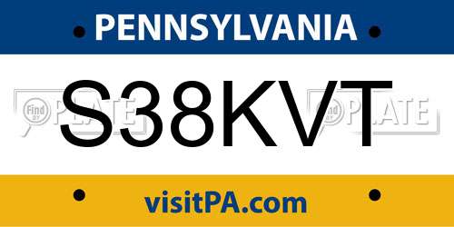 S38KVT Pennsylvania License Plate
