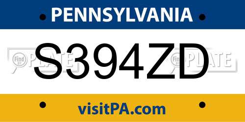 S394ZD Pennsylvania License Plate