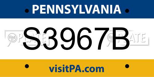 S3967B Pennsylvania License Plate