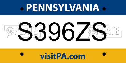 S396ZS Pennsylvania License Plate