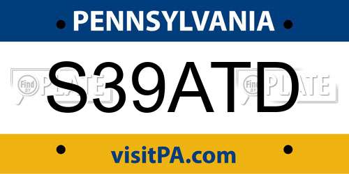 S39ATD Pennsylvania License Plate