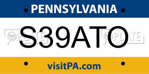 S39ATO Pennsylvania License Plate