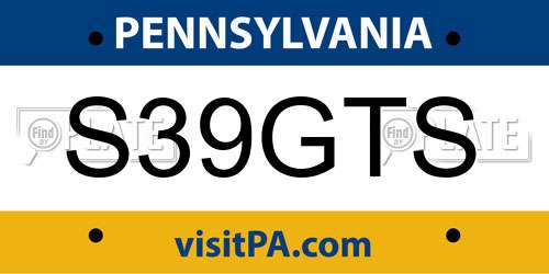 S39GTS Pennsylvania License Plate