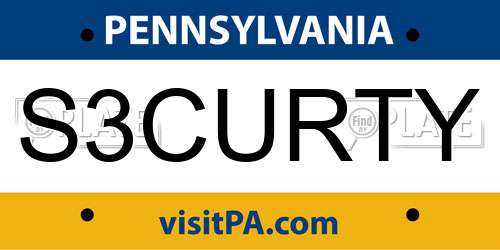 S3CURTY Pennsylvania License Plate