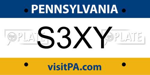 S3XY Pennsylvania License Plate