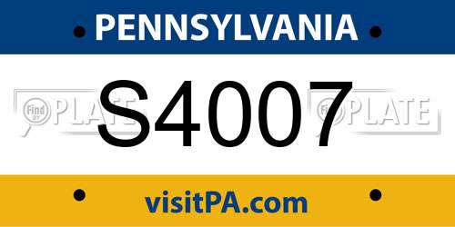 S4007 Pennsylvania License Plate