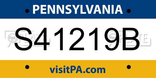 S41219B Pennsylvania License Plate