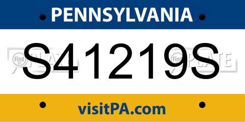 S41219S Pennsylvania License Plate