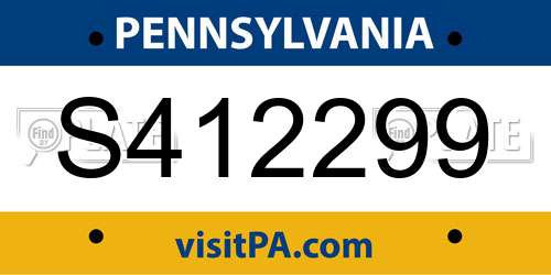 S412299 Pennsylvania License Plate