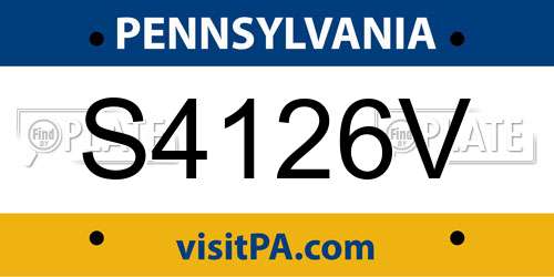 S4126V Pennsylvania License Plate