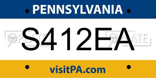 S412EA Pennsylvania License Plate