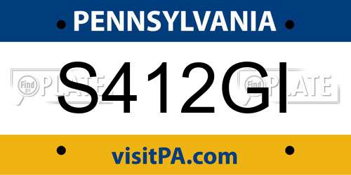 S412GI Pennsylvania License Plate