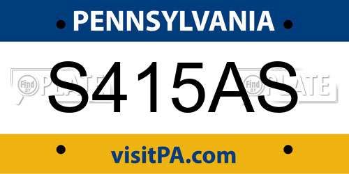 S415AS Pennsylvania License Plate