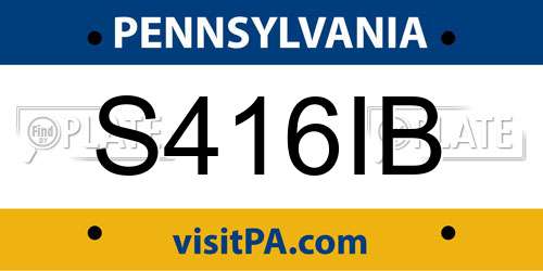 S416IB Pennsylvania License Plate